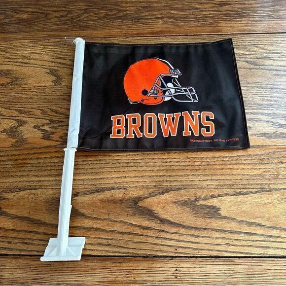 Cleveland Browns Football Team NFL Logo‎ Window Deluxe Car Flag Orange Brown NEW - Picture 1 of 4